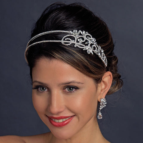 2 Row Crystal Side Accented Bridal Wedding Headband 424