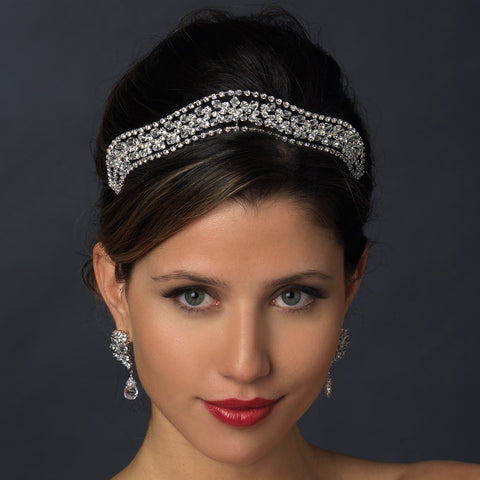 * Silver Clear Headpiece Bridal Wedding Tiara 619