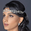 Silver Rhodium Clear Rhinestone Vine Ivory Ribbon Bridal Wedding Headband 6438