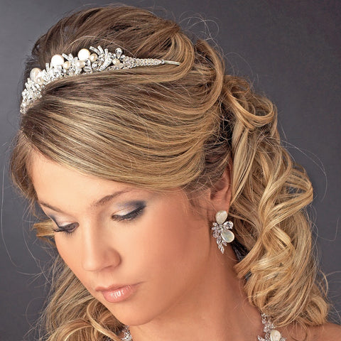 Freshwater Pearl & Crystal Bridal Wedding Tiara Headpiece 660