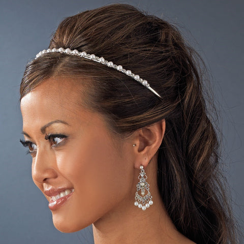 Silver Pearl & Rhinestone Headpiece Bridal Wedding Headband 7068