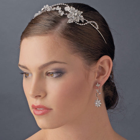 Rhodium Vintage Rhinestone Touched Bridal Wedding Headband - HP 8406 Silver