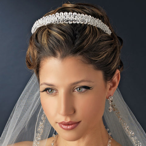 Silver Clear & AB Double Layer Swarovski Crystal Bridal Wedding Headband Headpiece 8433