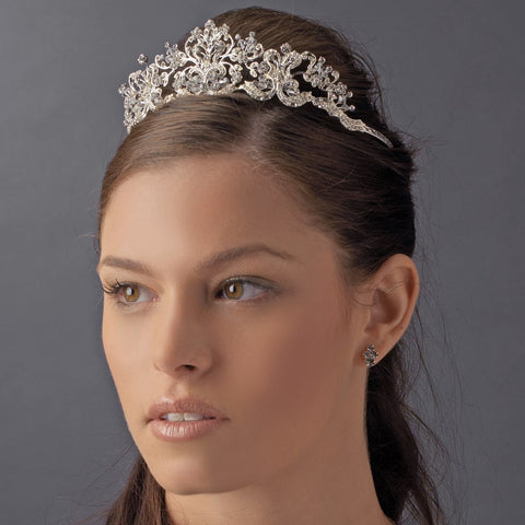 * Silver Plated Crystal Rhinestone Majesty Bridal Wedding Tiara - HP 9032