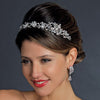 Antique Silver Clear Crystal & White Pearl Side Floral Accented Bridal Wedding Headband Headpiece 918