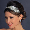 Silver Ivory Pearl & Crystal Flower Side Accented Bridal Wedding Headband Headpiece 963