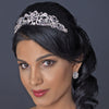 Silver Clear Swarovski Crystal Bead & Rhinestone Floral Swirl Bridal Wedding Tiara Headpiece 9712