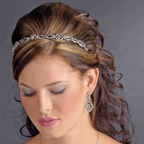 Chic Antique Silver Clear Crystal Headpiece 9827