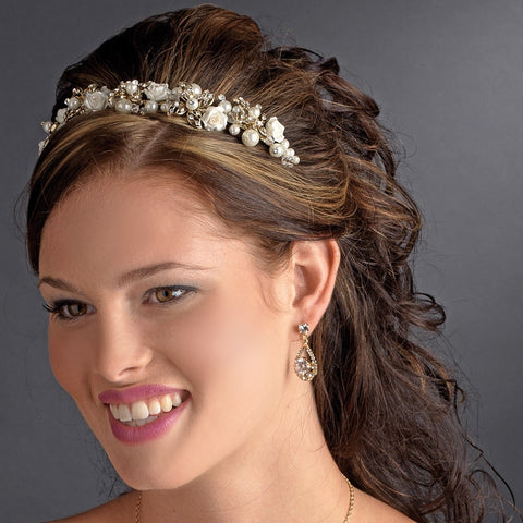 Gold Ivory Rum Pink Headpiece 9842