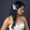Ivory Floral Lace Embroidered Bridal Wedding Hair Accent Bridal Wedding Hair Clip 3108 w/ Pearls, Sequins, Beads & Rhinestones