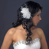 Silver Ivory Feather Bridal Wedding Hair Clip w/ Freshwater Pearl & Crystal 3578