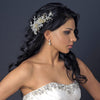 Silver Ivory Floral Lace Bridal Wedding Hair Clip with Pearl, Swarovski Crystal, Rhinestone & Bead Accents 4210