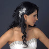 Silver Clear Swarovski Crystal Bead & Rhinestone Flower Bridal Wedding Hair Clip 7040