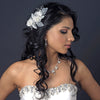 Organza Flower Bridal Wedding Hair Clip 9500 with Pearls & Rhinestones