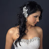 Rhodium Ivory Floral Lace Bridal Wedding Hair Comb 4155 with Swarovski Crystal Bead, Rhinestone & Sequin Accents
