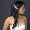 Antique Silver Rhodium Clear Rhinestone & Ivory Pearl Floral Bridal Wedding Hair Comb 654