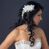Silver Ivory Pearl, Rhinestone & Bugle Bead Accent Bridal Wedding Hair Comb 9647