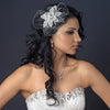 Freshwater Pearl, Swarovski Crystal, Bead & Sequin Diamond White Flower Sheer Organza Fabric Bridal Wedding Hair Comb 9725 w/ Tulle Russian Bridal Wedding Veiling