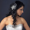 Silver Clear Swarovski Crystal Bead, Bead & Rhinestone Floral Leaf Bridal Wedding Hair Comb