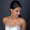 Rhodium Clear CZ Crystal & Freshwater Pearl Chandelier Bridal Wedding Earrings 4702