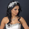 HP 1265 Ivory Lace Flexible Bridal Wedding Hair Applique Accented with Rhinestones, Crystals & Sequin