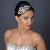 Light Silver Rhinestone & Ivory Pearl Floral Bridal Wedding Side Headband 1534