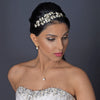 Light Gold Ivory Pearl & Rhinestone Vine Bridal Wedding Side Headband 1542