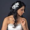 Silver Ivory & Light Silver Floral Thread Embroidery Flexible Floral Headpiece w/ Pearls, Sequins & Rhinestones