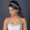 Silver Rhodium Clear Rhinestone Vine Ivory Ribbon Bridal Wedding Headband 6438