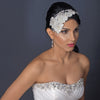 Ivory Vintage Pearl & Rhinestone Contoured Facial Bridal Wedding Headband Russian Tulle 9659