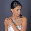 Rhodium Clear Multi Cut CZ Crystal Bridal Wedding Jewelry Set 13046
