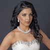 Rhodium White Pearl & CZ Bridal Wedding Jewelry Set 1314