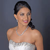 Rhodium Clear CZ Oval Swirl Bridal Wedding Jewelry Set 9591