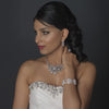 Rhodium Floral Bridal Wedding Jewelry Set with Rhinestones Opal Crystals