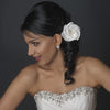 Satin & Organza Flower w/ Pearl & Rhinestone Center Bridal Wedding Hair Clip 105