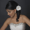 Satin & Organza Flower w/ Pearl & Rhinestone Center Bridal Wedding Hair Clip 105
