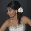 Satin & Organza Flower w/ Pearl & Rhinestone Center Bridal Wedding Hair Clip 105