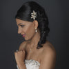 Light Gold Clear Rhinestone Twin Flower Bridal Wedding Hair Comb 9985