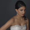 Rhodium Clear Rhinestone & Diamond White Pearl Dangle Bridal Wedding Earrings 180