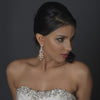 Rhodium Clear CZ Crystal & Freshwater Pearl Chandelier Bridal Wedding Earrings 4702