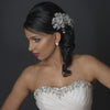 Silver Floral Bridal Wedding Hair Comb with AB & Clear Rhinestones