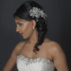 Silver Floral Bridal Wedding Hair Comb with AB & Clear Rhinestones