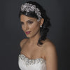 Silver Floral Bridal Wedding Hair Comb with AB & Clear Rhinestones