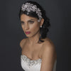 Silver Floral Bridal Wedding Hair Comb with AB & Clear Rhinestones