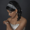 Rhodium CZ Crystal & Diamond White Pearl Drop Bridal Wedding Earrings 76017