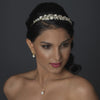 Gold White Pearl & CZ Pendant Bridal Wedding Jewelry Set 8602