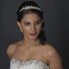 Rose Gold White Pearl & CZ Pendant Bridal Wedding Jewelry Set 8602