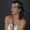 Rhodium Clear Pave Rose CZ Crystal Bangle Bridal Wedding Bracelet 13048