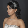 Rhodium Clear Rhinestone Side Accented Dangle Bridal Wedding Hair Vine Bridal Wedding Headband