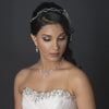 Rhodium Clear Rhinestone Side Accented Dangle Bridal Wedding Hair Vine Bridal Wedding Headband